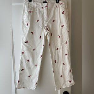 J.crew lobster embroidered crop pants.  Size 10.